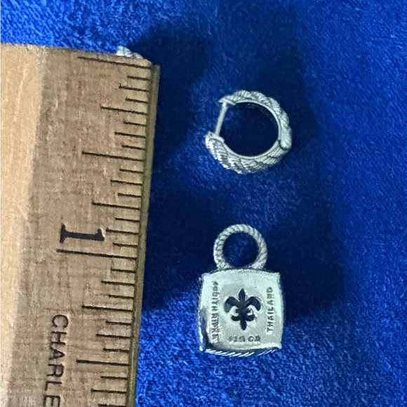 Judith Ripka Sterling Silver CZ Pierced Earrings with Charm❣️ - Picture 2 of 6